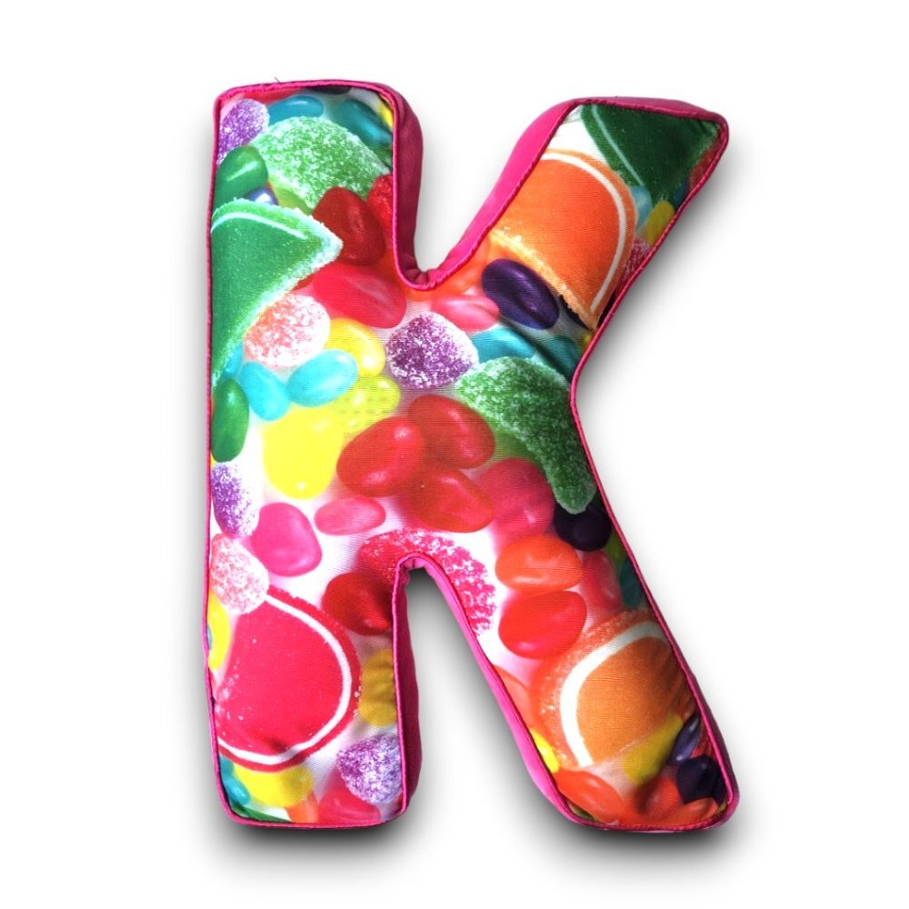 5/$100 SALE - iScream for JUSTICE Letter "K" Candy Print Pillow